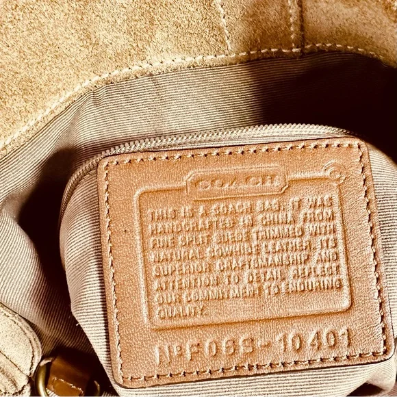 Coach Women s Rare Vintage Fringe Beige Suede Bag W Brass Findings #10401 - Picture 6 of 16